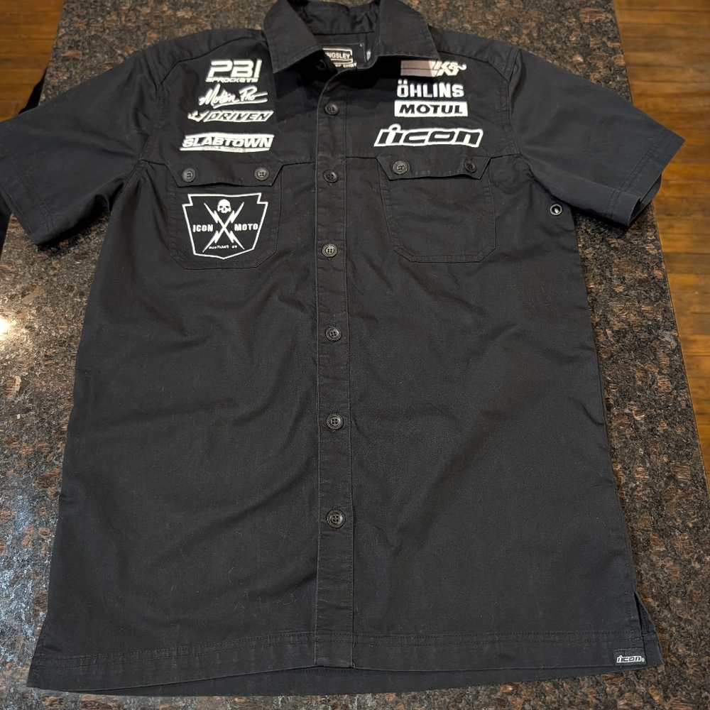 Icon Motorsports Kingsley Men’s Black Button-Up Team Shop Motorcycle Gear (S)